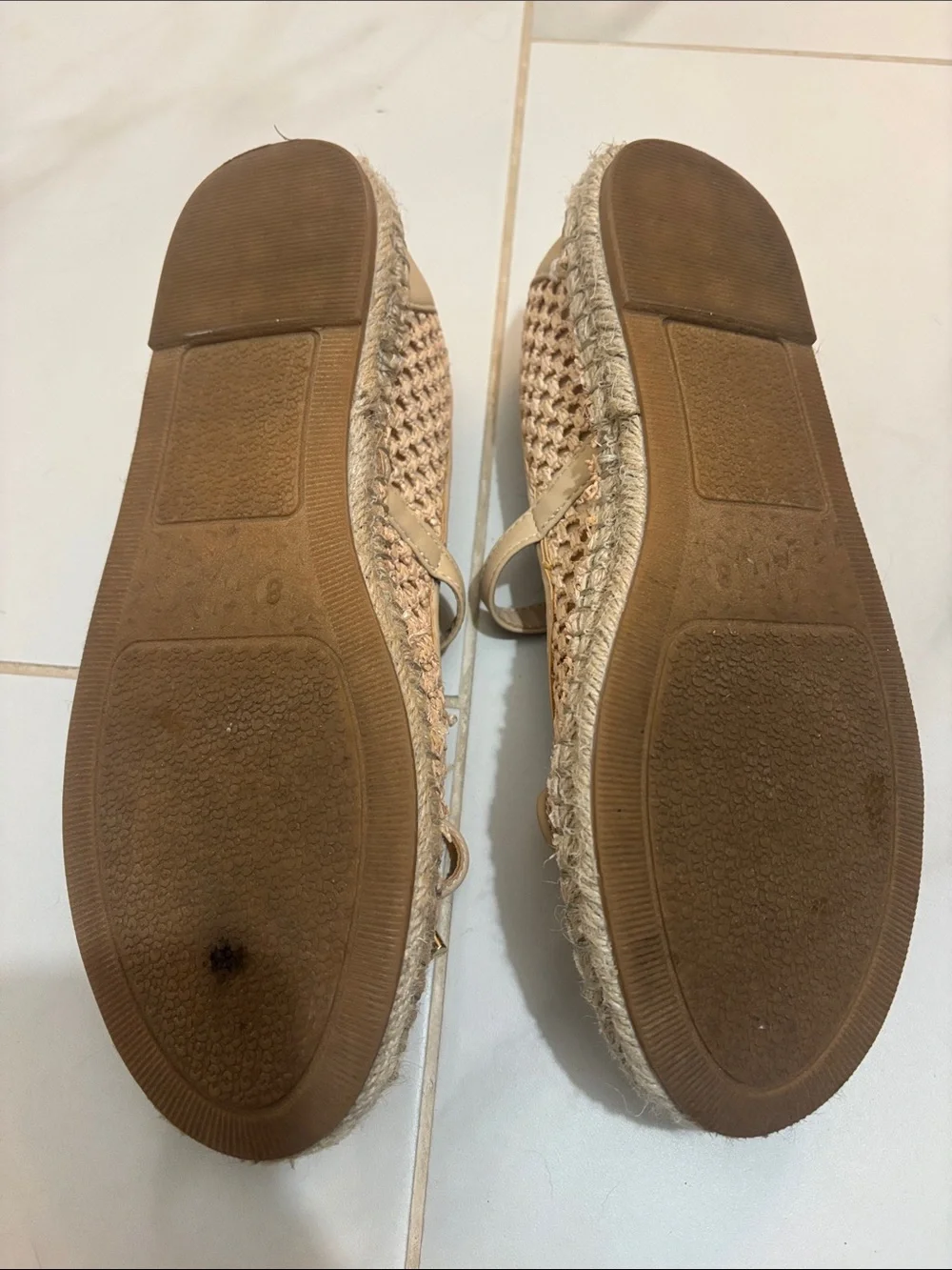 Serra ladies Beige Mary Jane Espadrille Flats